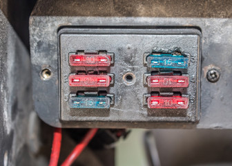 Block of fuses in a old car
