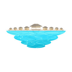 Maldives Beach Island and Resort Landscape Vector