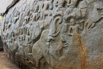 Rock Carving In Cave Temple Of Tamil Nadu