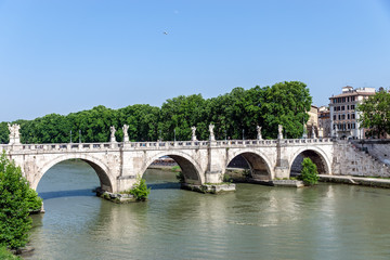 Fototapeta na wymiar Ponte Sant'Angelo on Tiber river in Rome, Italy