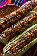 Mexican grilled corn with lime and chili powder