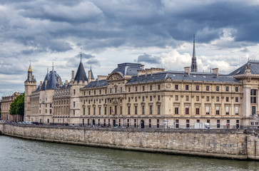 Seine with the Conciergerie on the ile de la Cite in Paris, France
