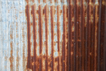 Closeup old rusty zinc sheet texture background.