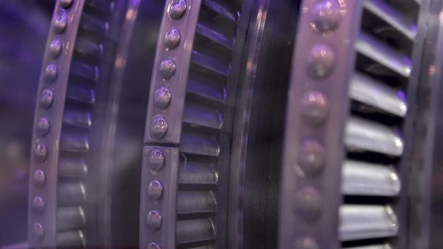 internal steam turbine open and exposed palettes