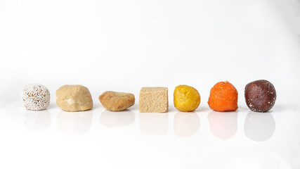 Traditional Bengali sweet sandesh rosokdom kalojam laddu Balushahi