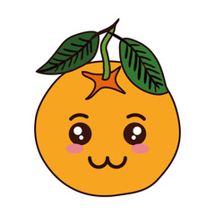 fresh orange fruit kawaii character