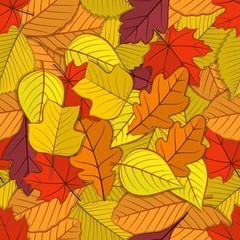 Autumn seamless pattern with fall leaves. Vector illustration
