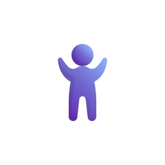 Man greeting flat icon, vector sign, Man hands up colorful pictogram isolated on white. Symbol, logo illustration. Flat style design