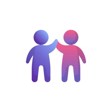 Success People Flat Icon, Vector Sign, Two Man Giving Each Other A High Five Colorful Pictogram Isolated On White. Business Teamwork Symbol, Logo Illustration. Flat Style Design