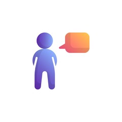 Person speak flat icon, vector sign, Man with speech bubble colorful pictogram isolated on white. Symbol, logo illustration. Flat style design