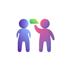 Two man talking flat icon, Speaking people vector sign, People and Speech bubble colorful pictogram isolated on white. Communication symbol, logo illustration. Flat style design