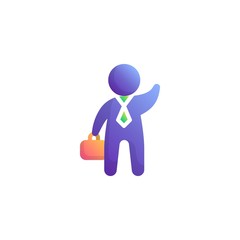 Business greeting flat icon, vector sign, Businessman with a briefcase colorful pictogram isolated on white. Symbol, logo illustration. Flat style design
