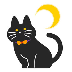 ハロウィン　黒猫のイラスト
