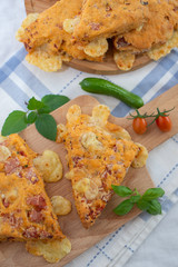 home made savory scones with tomato, cheese and basil