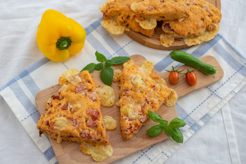 home made savory scones with tomato, cheese and basil