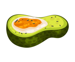 Half an avocado with an egg. Vector illustration on a white background.