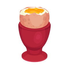 Boiled egg in the stand. Vector illustration on a white background.