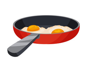 Fried eggs in a pan. Vector illustration on a white background.