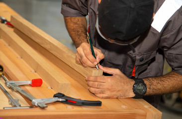 Making furniture from wood. Work carpenter.