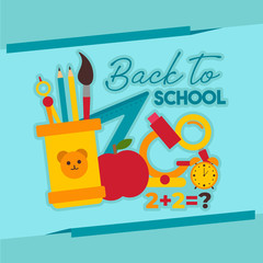 Fototapeta premium Back to school on background school supplies 