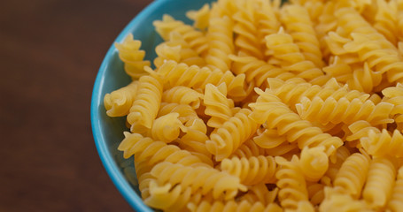Stack of fusilli on plate