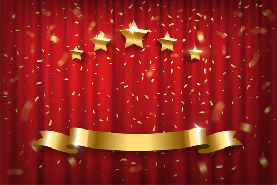 Festive red curtain realistic luxury background