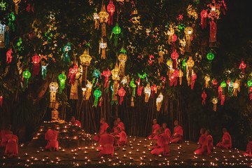 Lanterns festival, Yee Peng and Loy Khratong in Chiang Mai, Thailand