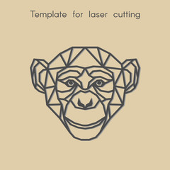   Template animal for laser cutting. Abstract geometric monkey for cut. Stencil for decorative panel of wood, metal, paper. Vector illustration.