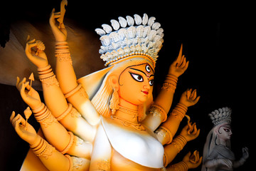 Making of goddess Durga idol at Kumortuli. These idols are made for durga puja, the biggest...