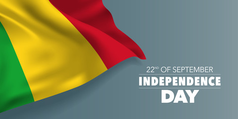 Mali independence day greeting card, banner with template text vector illustration