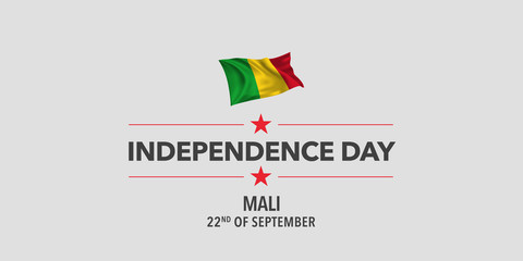 Mali independence day greeting card, banner, vector illustration.