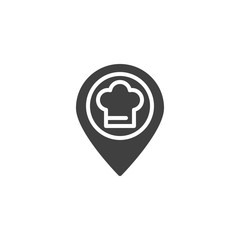 Restaurant map marker vector icon. filled flat sign for mobile concept and web design. Chef hat location pin glyph icon. Symbol, logo illustration. Vector graphics