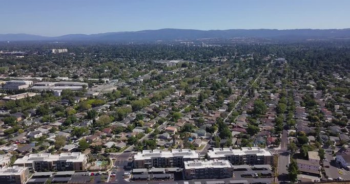 Aerial Of Suburbs In Menlo Park, Bay Area