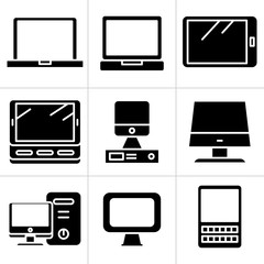 computer, tablet and smartphone icons set