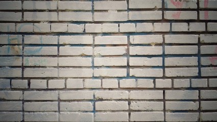 Bricks. Industrial Loft background. Urban street with brick dirty wall. White messy grunge style brick wall surface. 