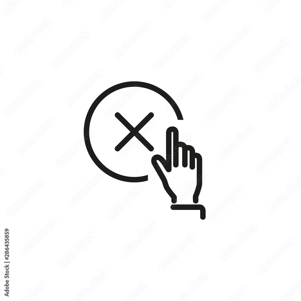 Poster cancellation line icon. delete button, fingerprint cancellation, negative sign. reject or cancel con