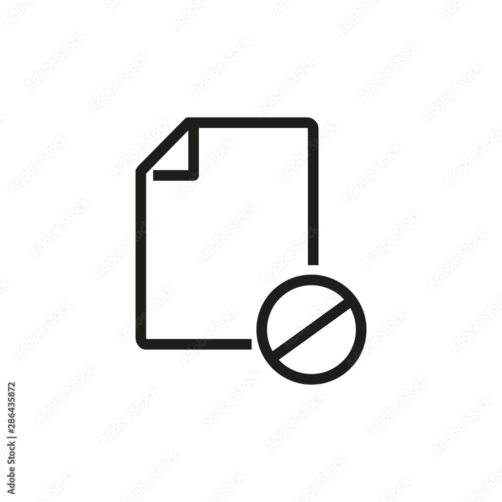 Poster cancelled document line icon. delete file, rejected form, unknown format. reject or cancel concept. 