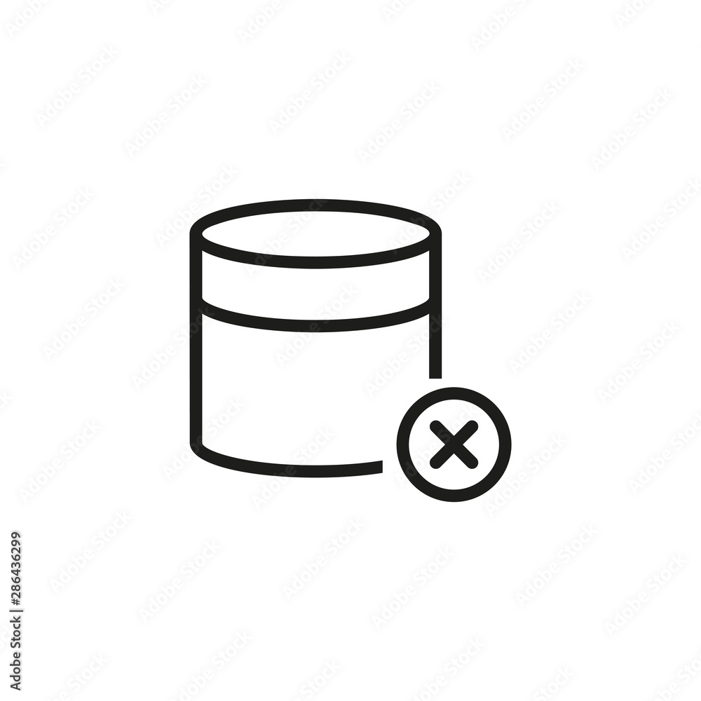 Poster denied data line icon. blocked database, default, database cancel. reject or cancel concept. vector 
