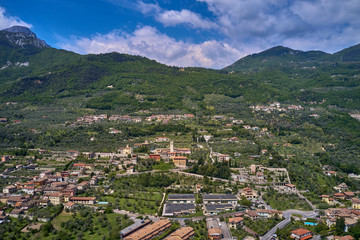 Obraz premium Aerial photography with drone. Italian town Gargnano on Lake Garda, Italy.
