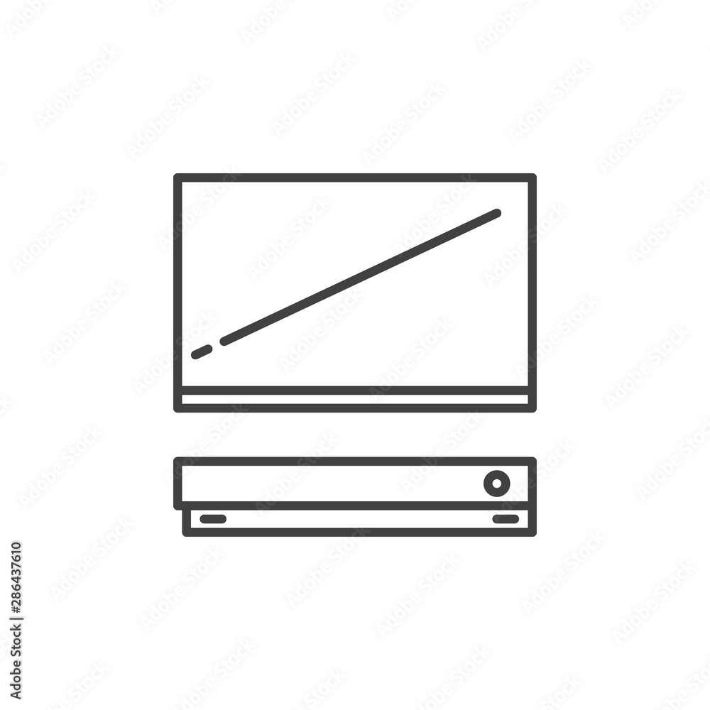 Poster tv with video game console outline vector concept icon or design element