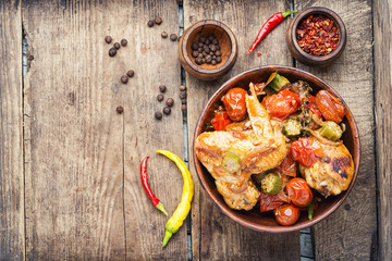 Baked chicken in vegetables