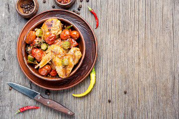 Baked chicken in vegetables