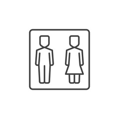 Girl and Boy WC vector concept icon or symbol in thin line style
