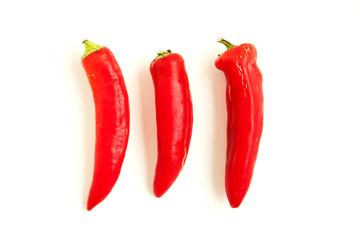 Red chili peppers isolated on white background