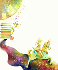 Trojan horse, amusement park, horse riding, girls, sleepwalking, illustrations, fairy tales, fantasy, fantasy, fun, magic, magic, imagination, dreams, children, cartoons, happiness, dreams, fairy tale
