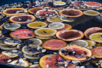 large casserole with fruit punch