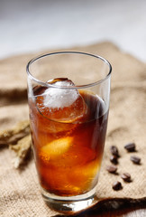 iced coffee in glass for making drink 