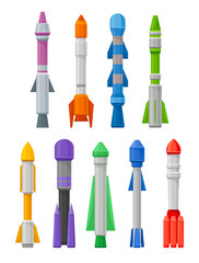 Set of missiles. Vector illustration on a white background.
