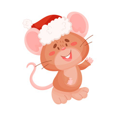 Cute brown mouse. Vector illustration on a white background.