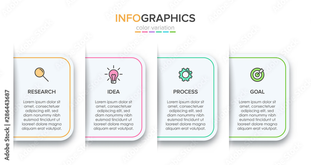 Aufkleber infographic design with icons and 4 options or steps. thin line vector. infographics business concep